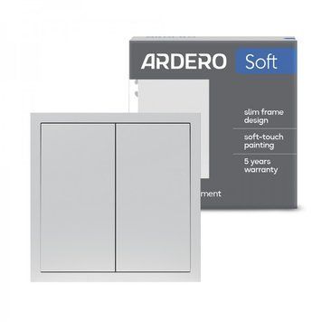 Вимикач 2-клавішний прохідний Ardero EV122-S Soft 10А срібний 80789 - фото товару LUMEN
