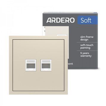 Розетка комп'ютерна подвійна Ardero ER152PC-C Soft шампань 80827 - фото товару LUMEN