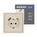 Розетка з додатковими виходами USB/Type-C Ardero ER123USB-C Soft 18W/20W із заземленням шампань 80828 фото 1