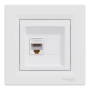 Розетка комп'ютерна, RJ45, кат.5е, UTP, Asfora, Білий EPH4300121-1 - фото товару LUMEN
