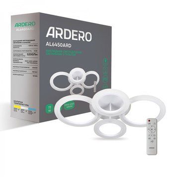 Світлодіодна люстра з пультом Ardero AL6450ARD SOFT R 72W, білий AL6450ARD - фото товару LUMEN