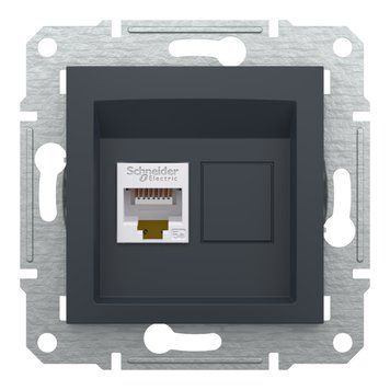 Розетка комп'ютерна, RJ45, кат.5е, UTP, без рамки Asfora, Антрацит EPH4370121-2 - фото товару LUMEN