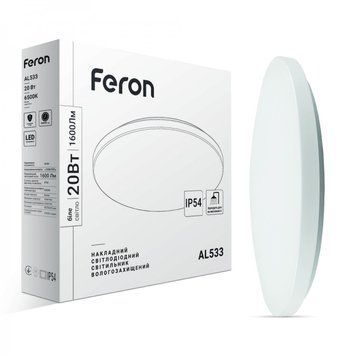 Світлодіодний світильник Feron AL533 20W 6500К ІР54, білий AL533-1 - фото товару LUMEN