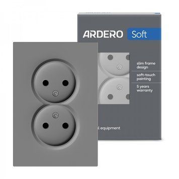 Розетка подвійна Ardero ER112-G Soft 16А без заземлення сіра, сірий 80771 - фото товару LUMEN